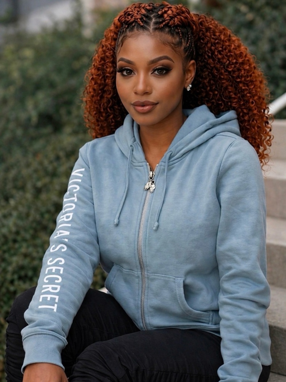 🍭Victoria's Secret Supermodel Essentials “V” Varsity Full-Zip Hoodie 🍭